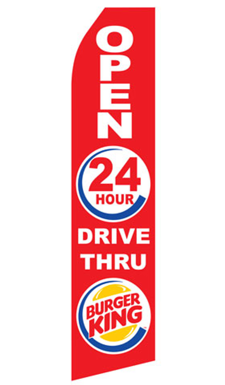 Burger King 24 HR Drive Thru Logo Econo Stock Flag Red BannerWorld