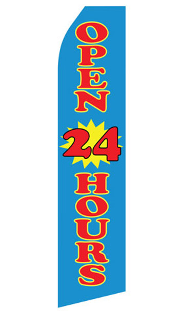 Blue Open 24 Hours Econo Stock Flag