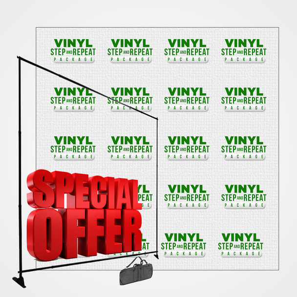 8FT x 8FT Vinyl Step and Repeat Packages (13oz Scrim Banner + Stand)