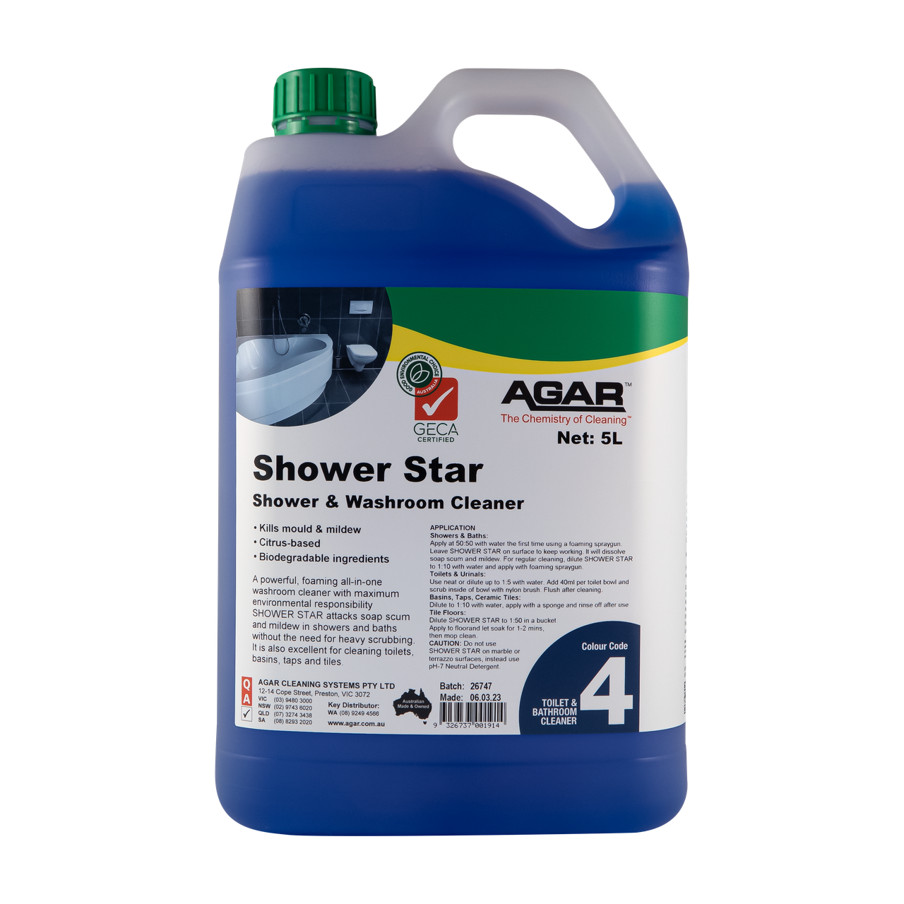 SHOWER STAR SHOWER & WASHROOM CLEANER 5L EA GECA AGAR - Melbourne ...