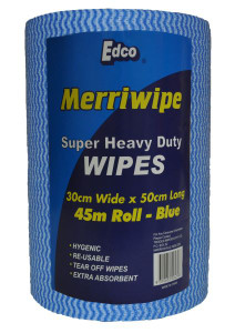 Merriwipe Super Heavy Duty Wipe Rolls Blue 300x500MM 90SHTS/Roll Edgar Merriwipe Super Heavy Duty Wipe Rolls Blue 300x500MM 90SHTS/Roll Edgar
