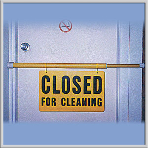 Sign Closed For Cleaning Spring Loaded Door Each Oates