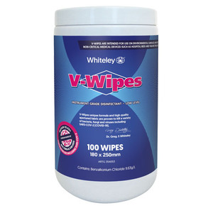 V-Wipes Instrument Grade Disinfectant Low Level 100/Canister Whiteley