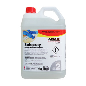 Solspray Spray & Wipe Detergent 5L Ea Agar Solspray Spray & Wipe Detergent 5L Ea Agar