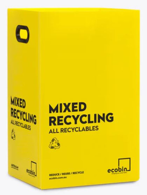 Bin Co-Mingle Mixed Recycling Yellow 60L Each Ecobin