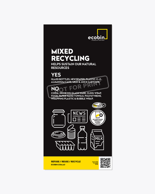 Ecobin Accessories Mixed Recycling Waste Educational Poster