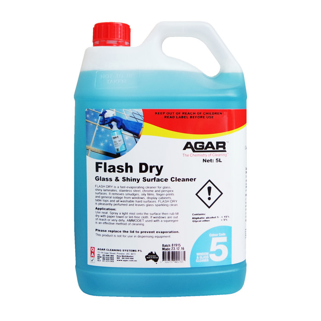 Flash Dry Glass & Shiny Surface Cleaner 5L Ea Agar