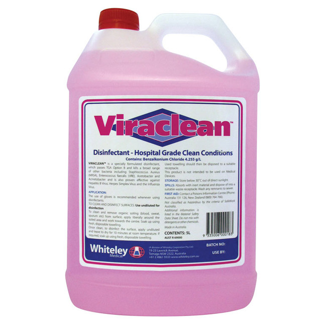 Viraclean Hospital Grade Disinfectant 5L Ea Whiteley