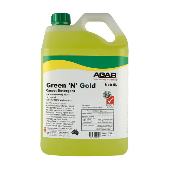 GREEN 'N' GOLD CARPET DETERGENT 5LT EA  GECA AGAR