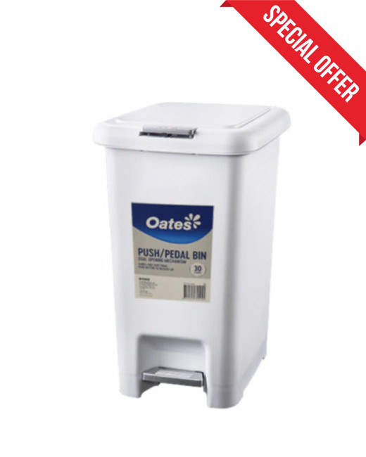 BIN PEDAL WHITE 30L EACH OATES