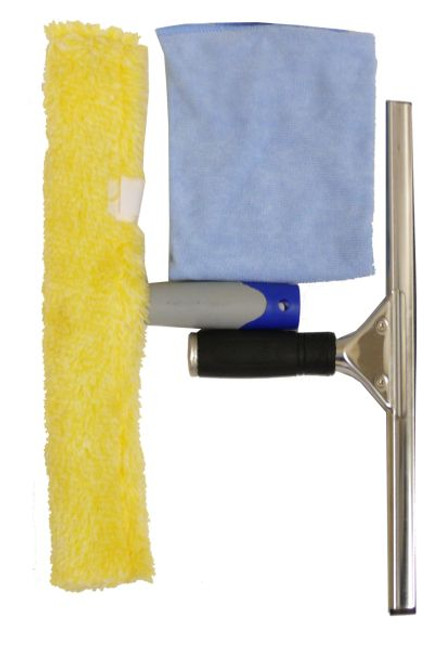 Window Cleaning Kit Economy With 35CM Squeegee, Washer & Microfibre Cloth Complete Edgar