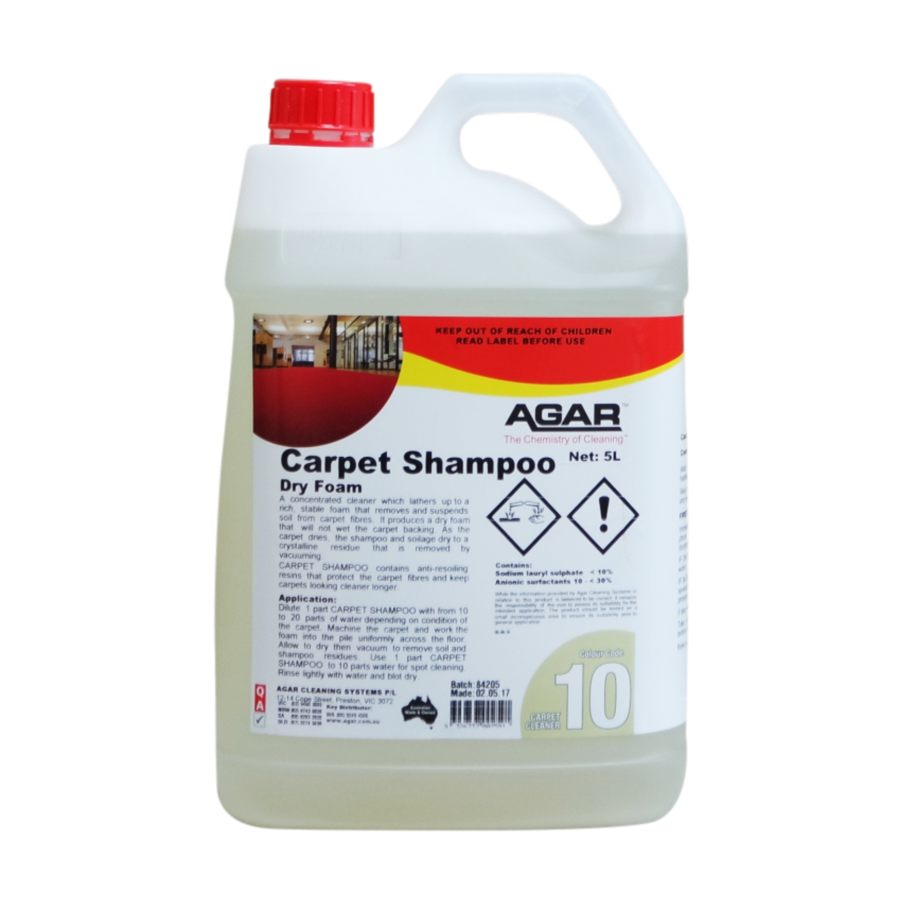 CARPET SHAMPOO DRY FOAM CLEANER 23LT AGAR - Melbourne Cleaning Supplies