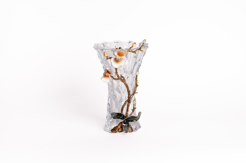 White Orchid Glass Vase