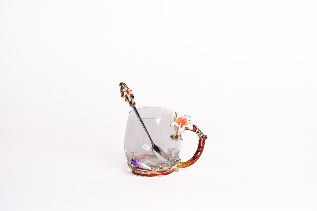 Pink Flower Teacup and Spoon