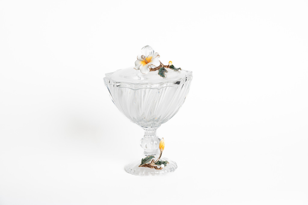 Hibiscus Pedestal Glass Jar