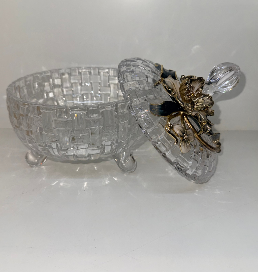 Gold Flower Glass Jar