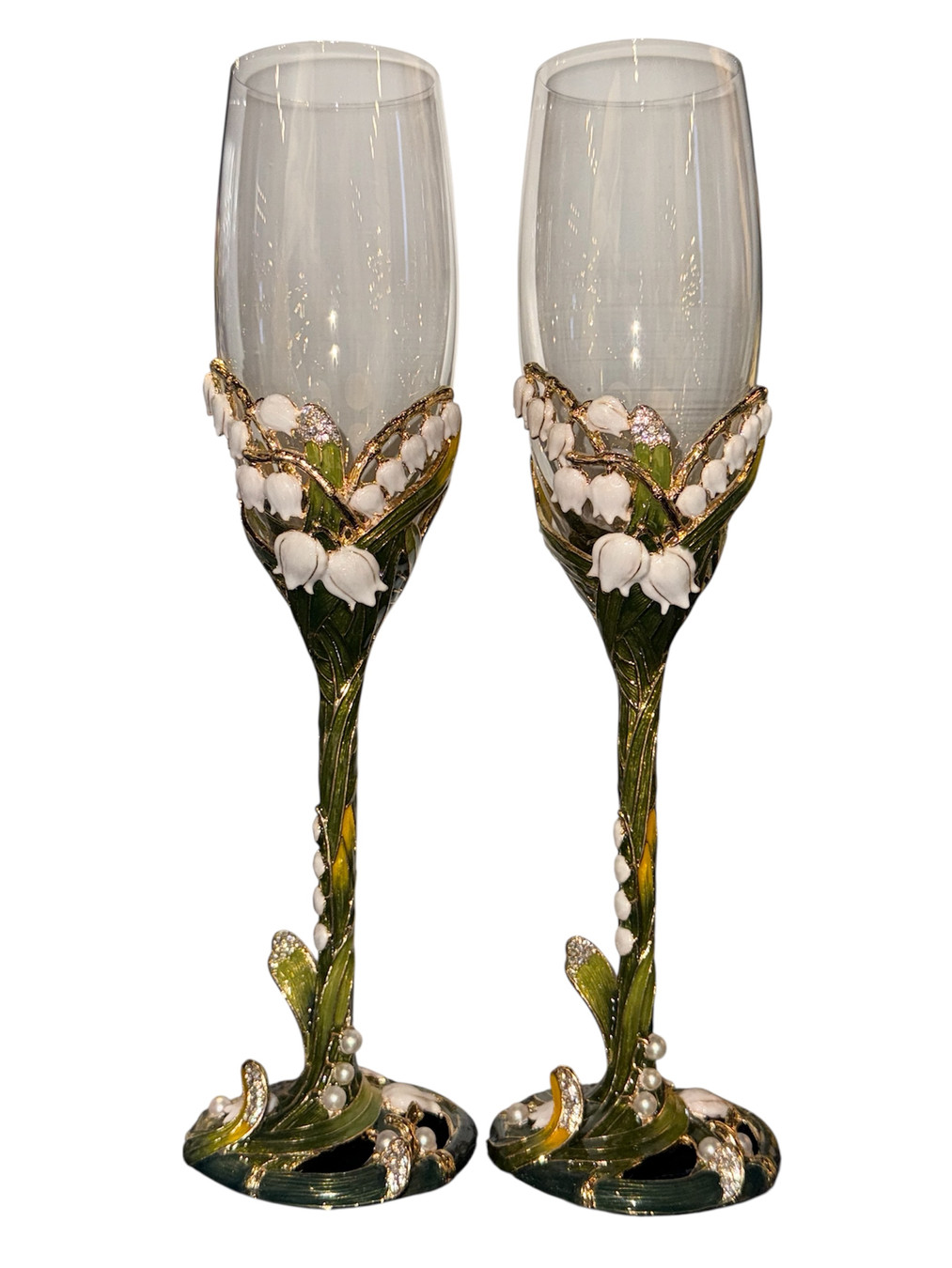 Lilly of the Valley Champagne Flutes Set of 2