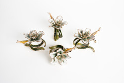 White Flower Napkin Rings Set of 4