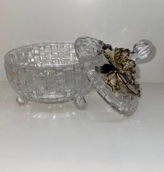 Gold Flower Glass Jar