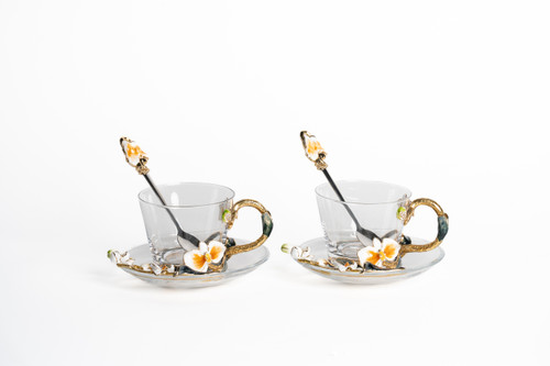 Orchid Coffee and Tea Cup Set for Two