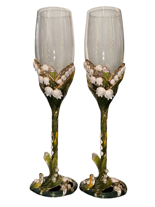 Lilly of the Valley Champagne Flutes Set of 2