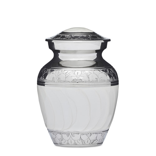 Enamel & Nickel Urn - 4" - White