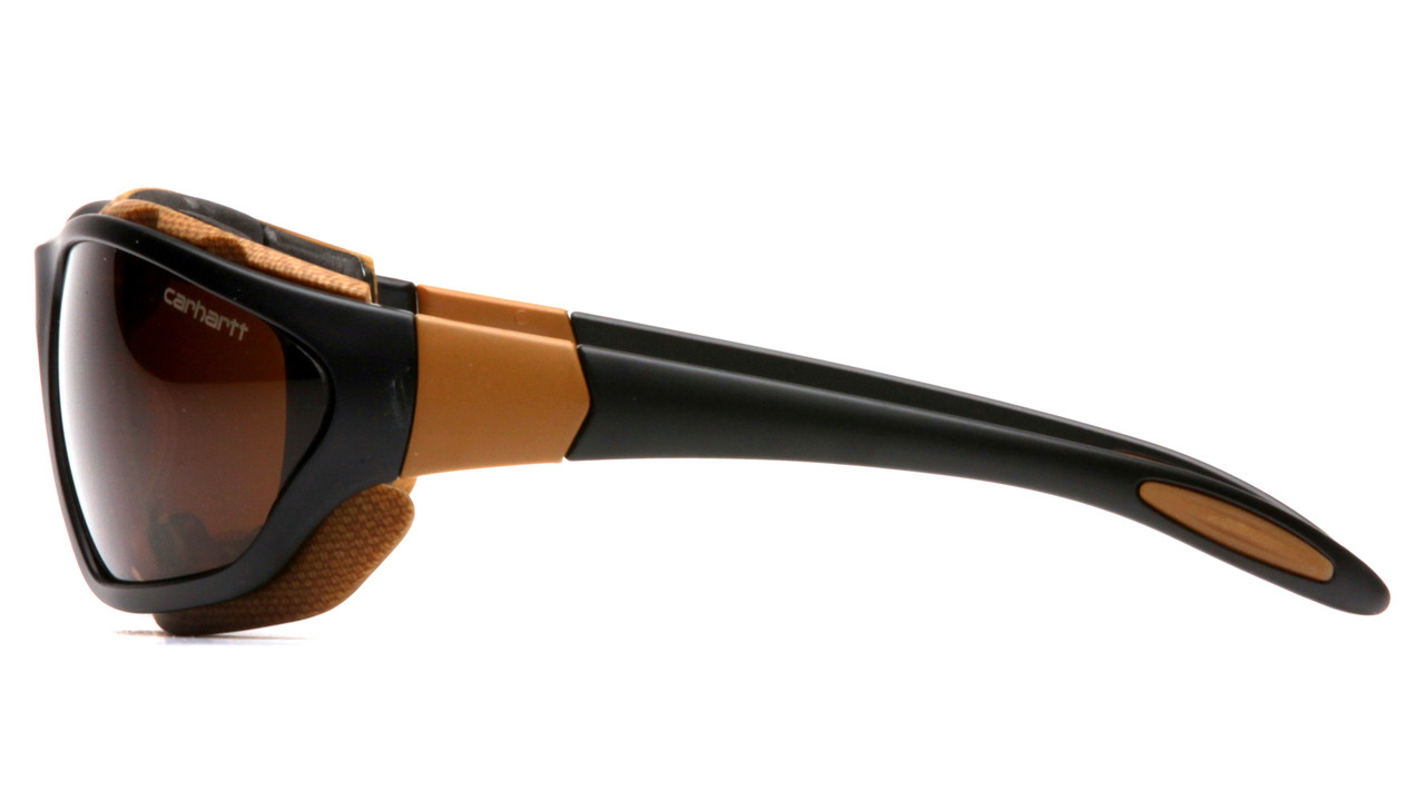 Carhartt Carthage Safety Glasses – Black / Tan Frame – Sandstone Bronze Anti-Fog Lens