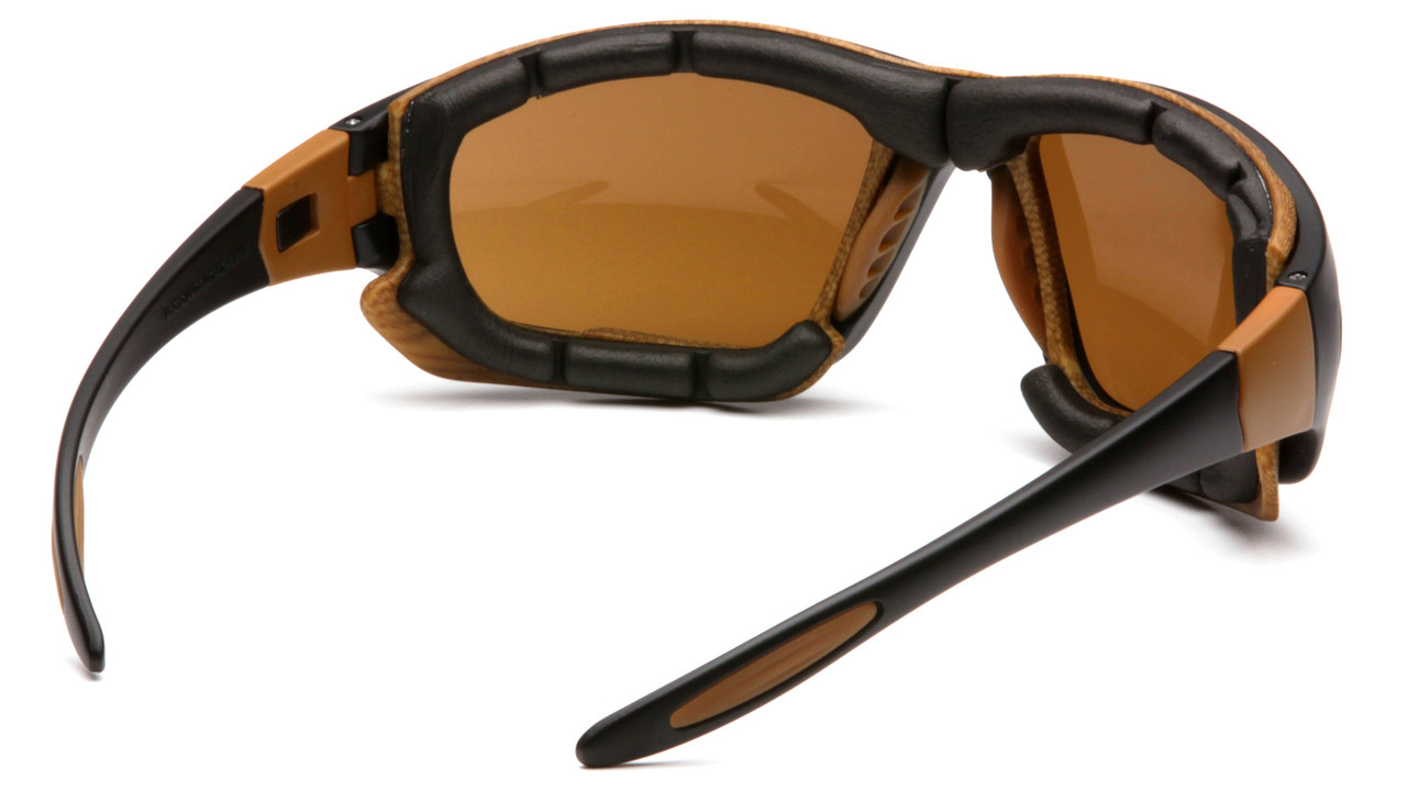 Carhartt Carthage Safety Glasses – Black / Tan Frame – Sandstone Bronze Anti-Fog Lens