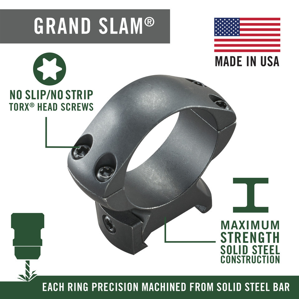 Weaver Grand Slam Steel Top Mount Rings 1" Medium Matte