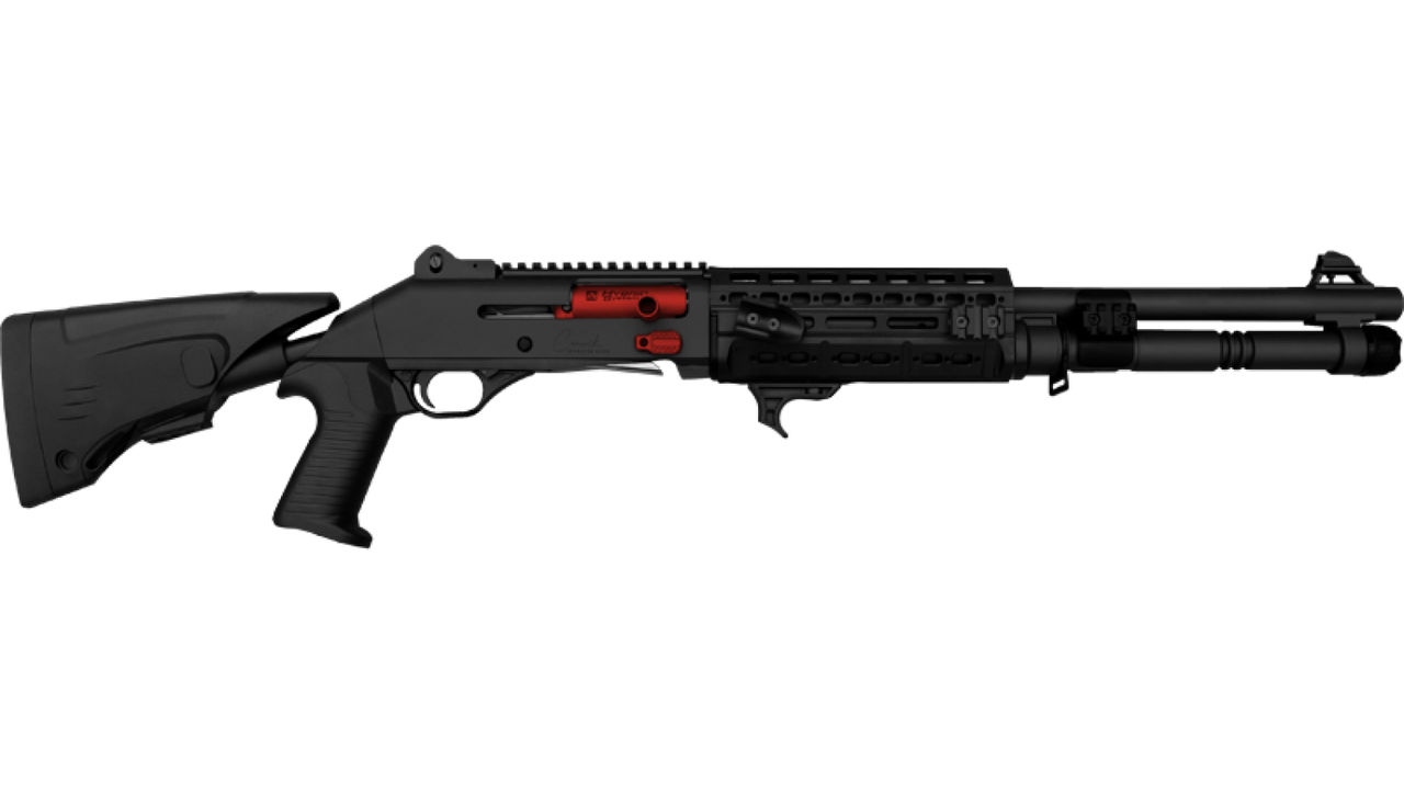 Canuck Elite Tac Operator Shotgun: 12 Gauge-3", 18.6" Barrel Black/Red Bolt