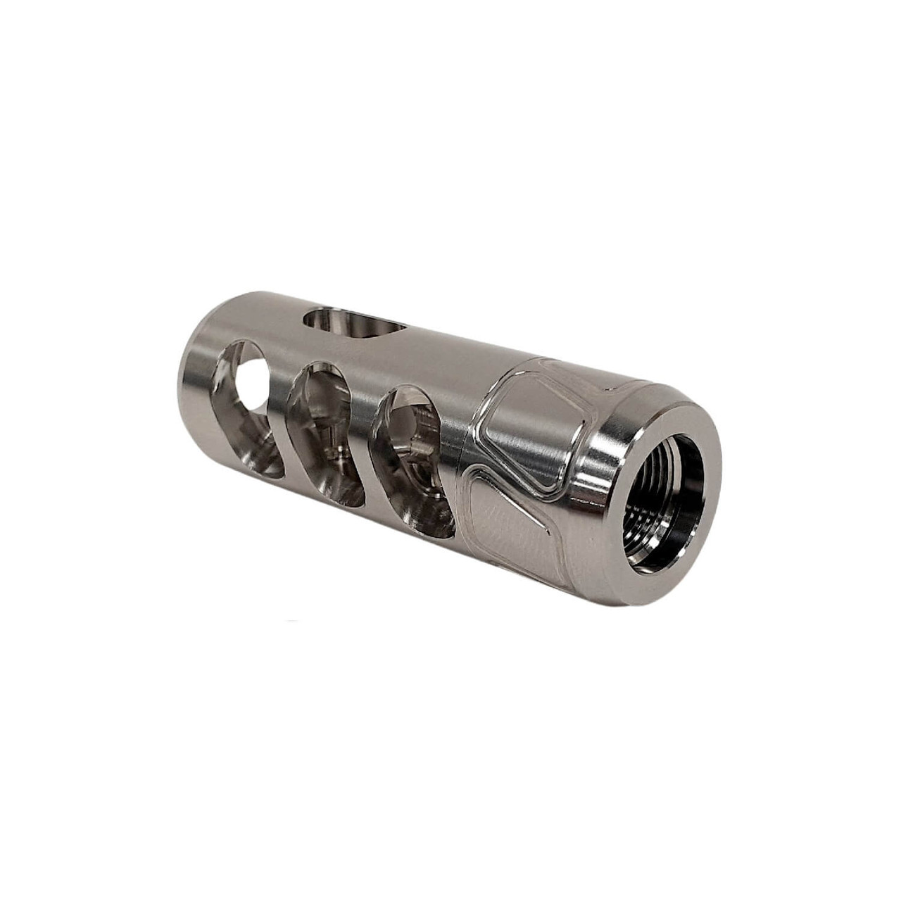 Spearhead Tracker Self Timing Muzzle Brake 3 Port Stainless 1/2x28