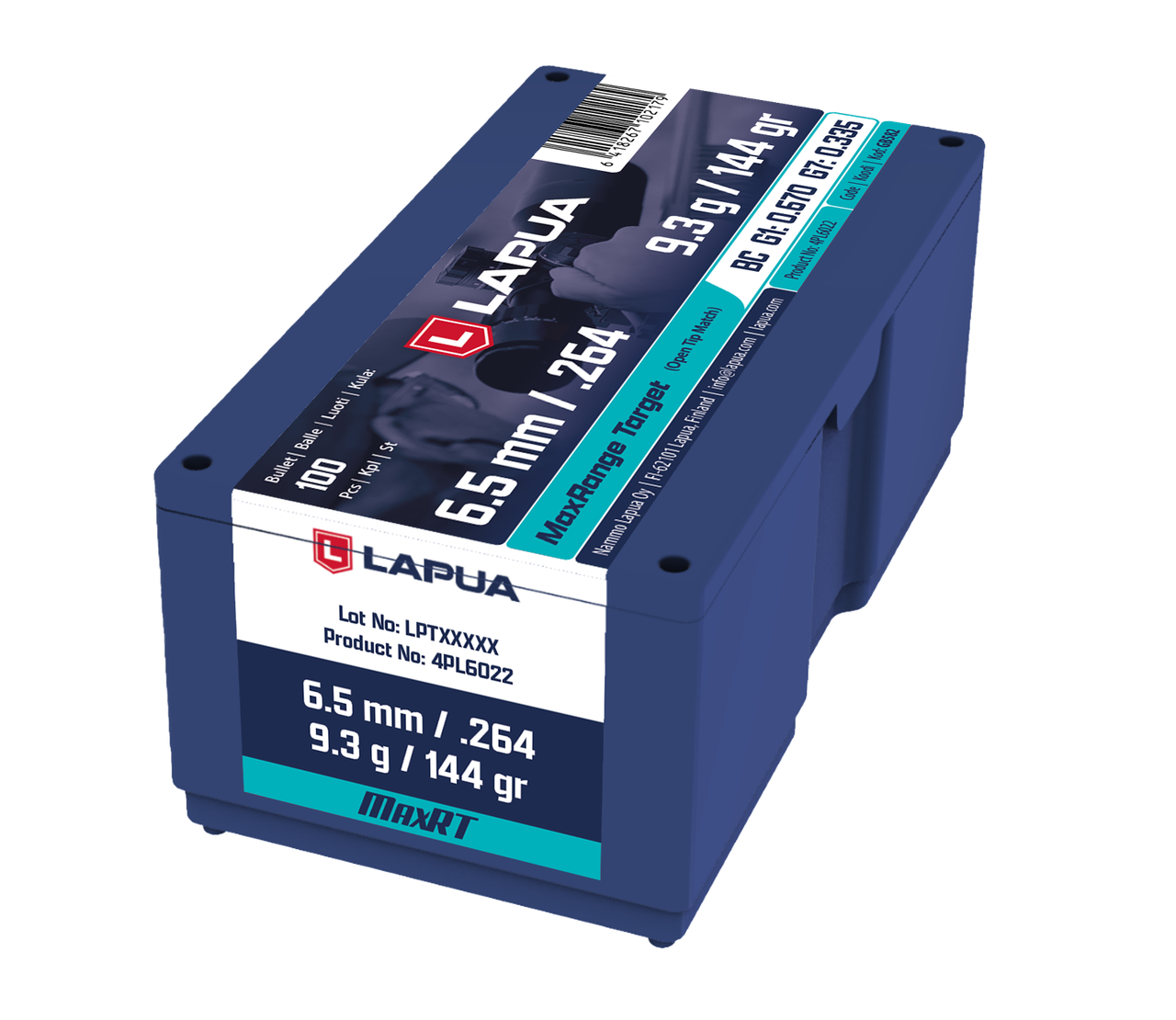 Lapua 6.5 mm (.264) 9.3 g / 144 gr GB582 MaxRange Target OTM