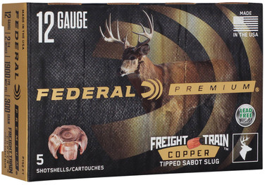 Federal Premium Freight Train Copper Sabot Slug - 12ga | 2-3/4" | 11/16oz |  Slug | 1900fps Federal Premium Freight Train Copper Sabot Slug - 12ga | 2-3/4" | 11/16oz |  Slug | 1900fps