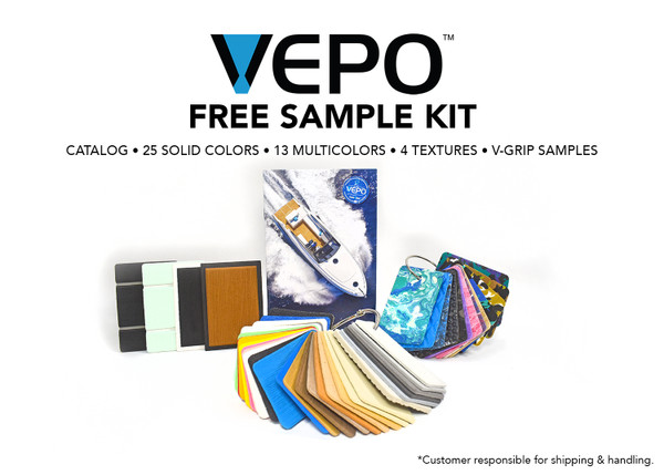 FREE SAMPLE KIT INCLUDES: CATALOG • FULL SAMPLE RING SET: 25 SOLID COLORS • 13 MULTICOLORS • 4 TEXTURES • V-GRIP SAMPLES