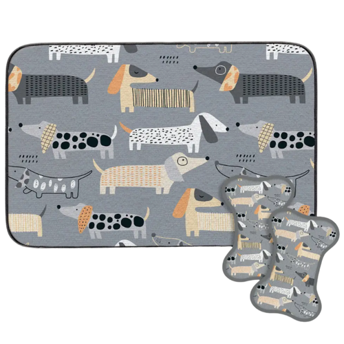 Dachshunds Dog Bowl Placemat and Scrubbies Set
