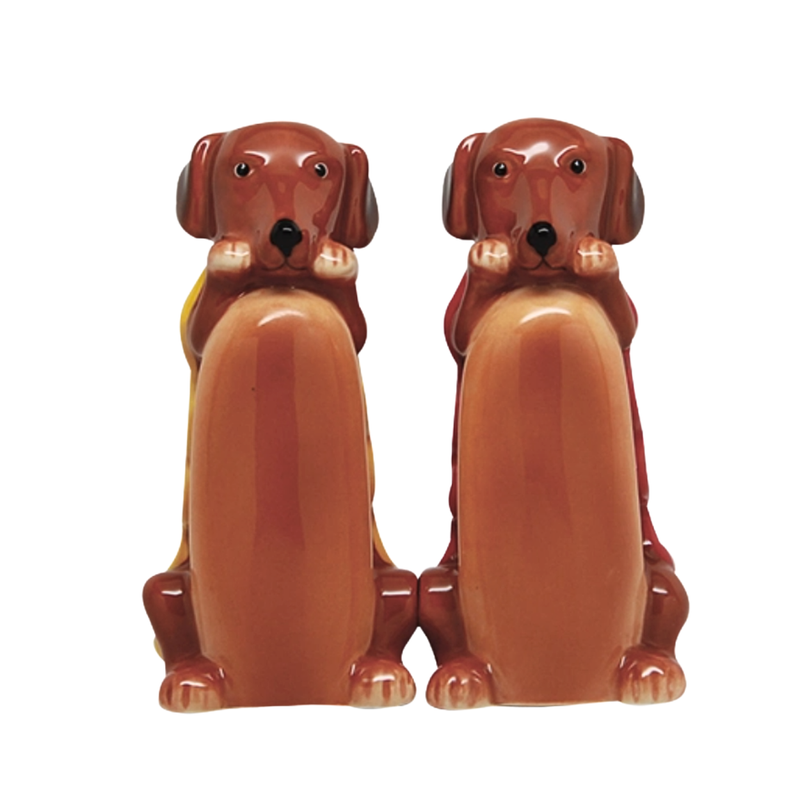 Hot Dogs Dachshund Salt and Pepper Shakers