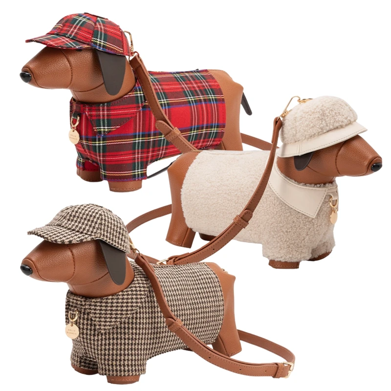 Dapper Dachshund Vegan Leather Crossbody Bags