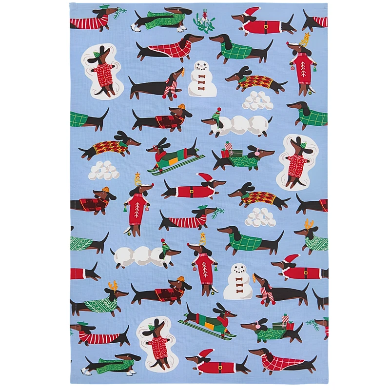 Weenie Wonderland Christmas Dachshunds Kitchen Towel