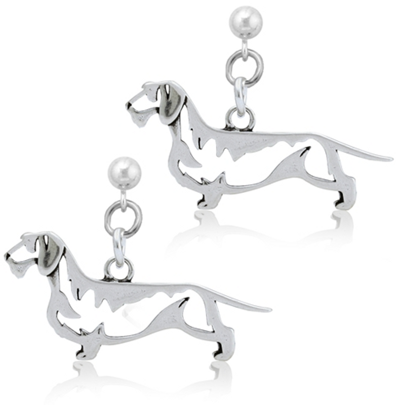 Wirehair Dachshund Sterling Silver Earrings