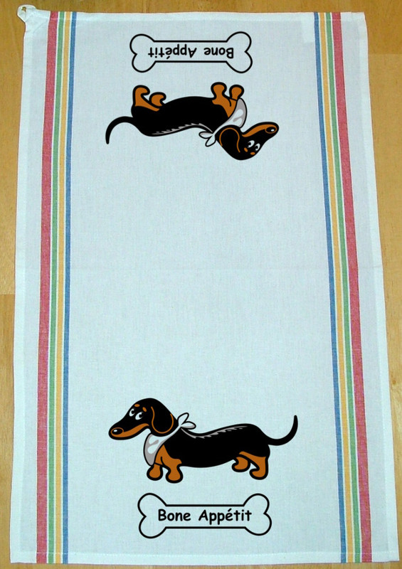 Vintage Stripe Dachshund Kitchen Towel