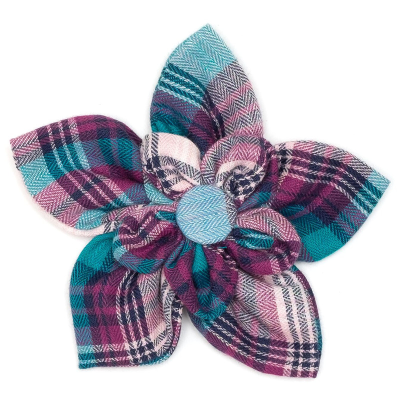 Plaid Flower Dog Collar Attachment