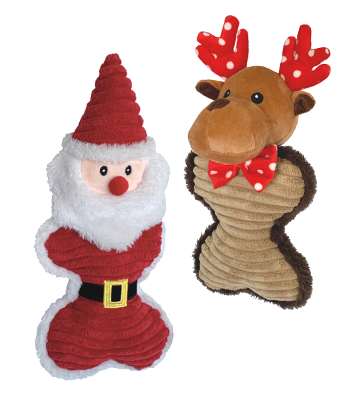 Santa Bone and Reindeer Bone Dog Toys