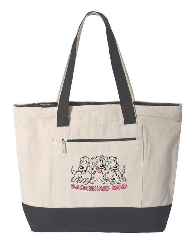 Dachshund Mom Zippered Tote Bag