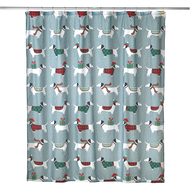 Snow Many Dachshunds Shower Curtain and Hooks Snow Many Dachshunds Shower Curtain and Hooks