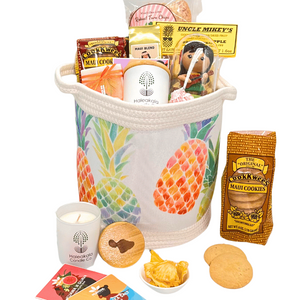 hawaiian treats in pineapple fabric basket hawaiian treats in pineapple fabric basket