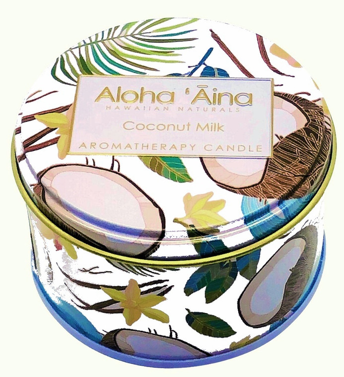 hawaiian aromatherapy coconut milk scented candle by Aloha 'aina. mauisfinestgifts.com