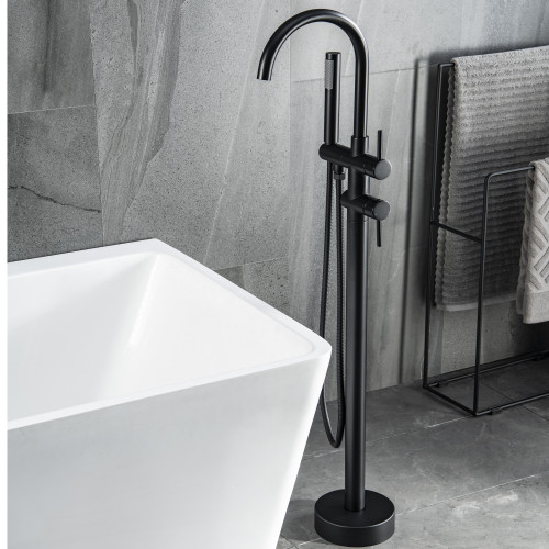 TrustMade Double Handle Freestanding Tub Filler with Handshower - R01