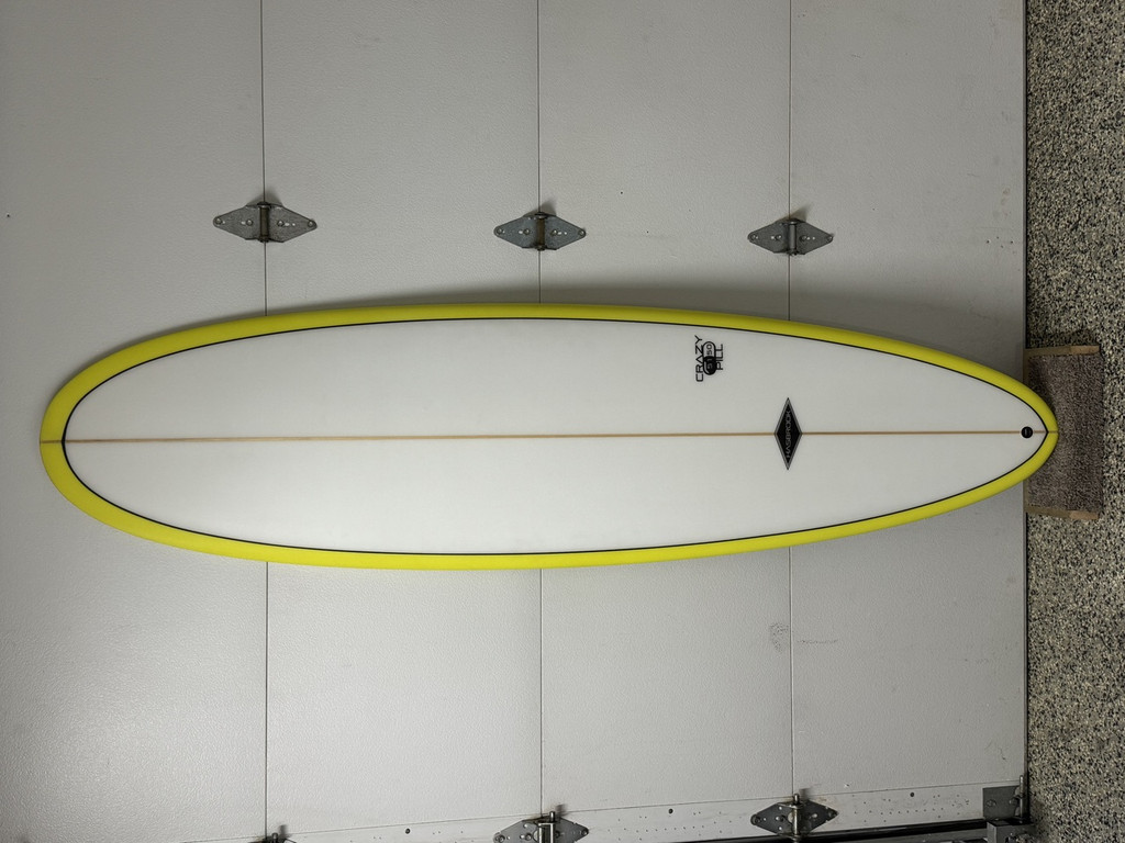6'5" New "Crazy Pill" Yellow Rails Midlength Funboard Egg Surfboard