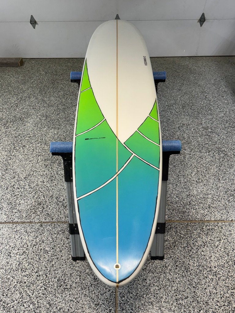 9'0" New "Mental Case" High Performance Longboard Surfboard - Green/Blue Claw