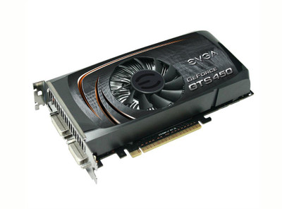 EVGA GeForce GTS 450 Superclocked 1GB GDDR5 PCI Express 2 Video Graphics Card compatible with SLI setup.